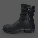 Black Leather Motorcycle Biker Boots w Buckles