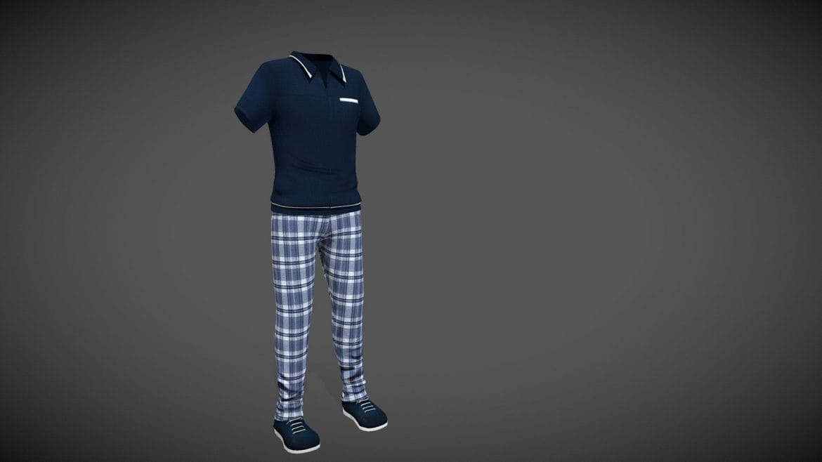 mens golf outfit top plaid pants sports shoes.thumb