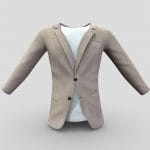 Men’s One Button Canvas Jacket With Tshrit Under