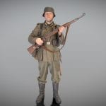 Fully equipped German soldier with gun 344