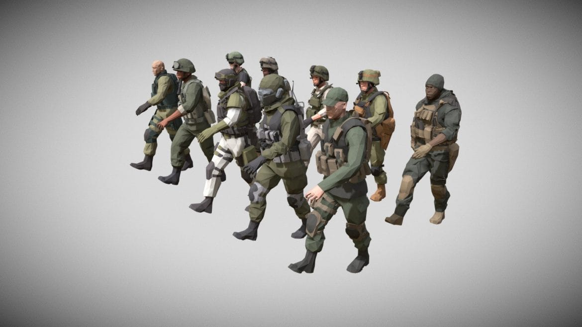 low poly army man character pack animated.thumb