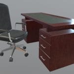 Low poly office desk & chair