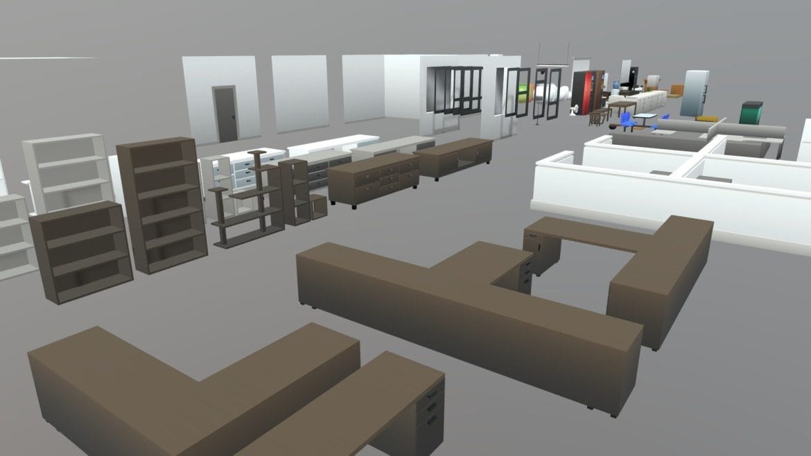 low poly office furniture and props.thumb
