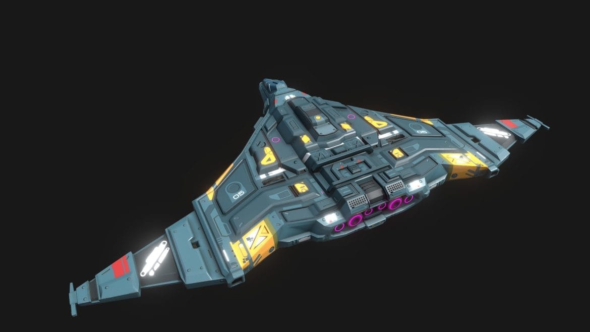 low poly sci fi military hunter space ship.thumb