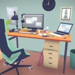 Office set in toon 3d style