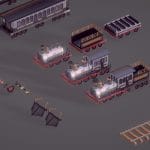 Steam Trains and Stations (Low Poly)