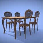 Art Nouveau Dining Table and Chairs