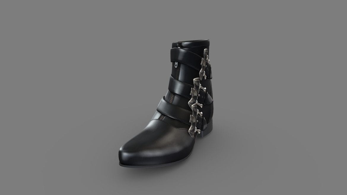 bat buckles black leather female ankle boots.thumb
