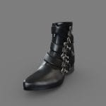 Bat Buckles Black Leather Female Ankle Boots
