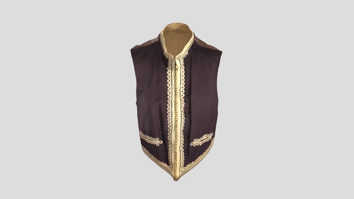 black uniform waistcoat with gold braid.thumb