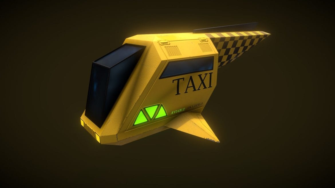 cyberpunk low poly flying taxi.thumb