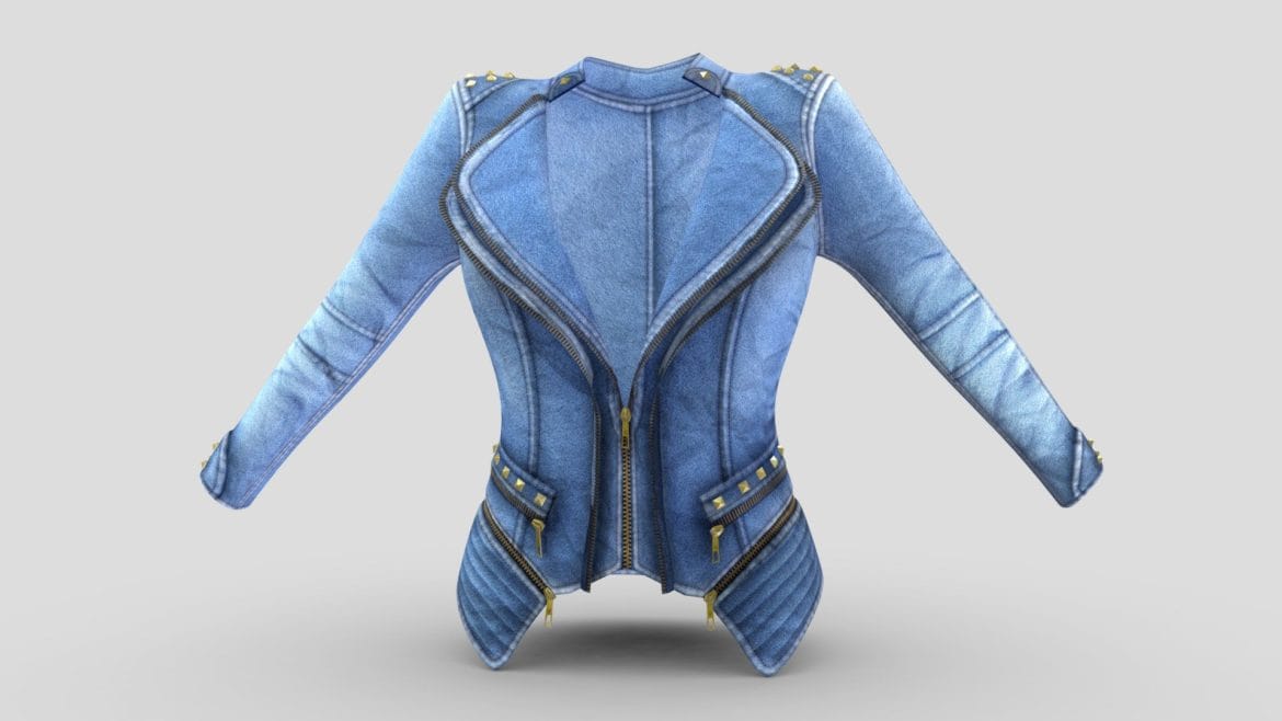 double lapel zipped up denim jacket with rivets.thumb 1