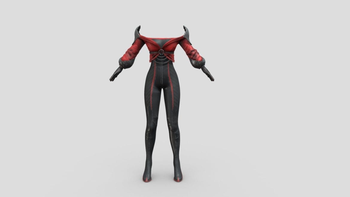 female crimson black warrior armour bodysuit.thumb