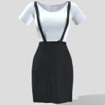 Female Skirt Overall With White Tshirt