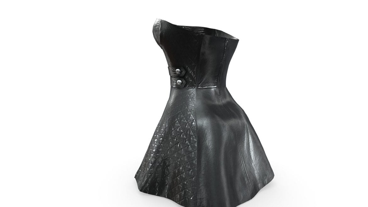 female strapless leather bustier mini dress.thumb