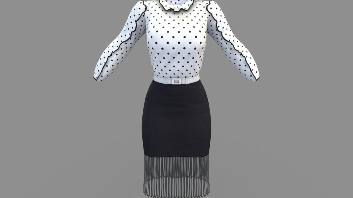 frill edge retro top pencil skirt outfit.thumb