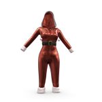 Fur Trim Shiny Red Hooded Whiplash Costume