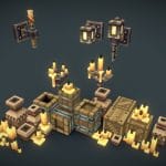Low Poly 3D Pixel Dungeon Deco Set