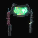 Low poly cyberpunk banner with pillars