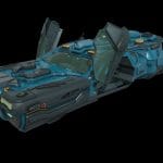 Low poly cyberpunk flying car with interior