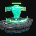 Low poly cyberpunk holographic head banner