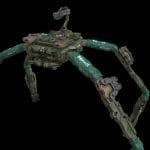 Low poly sci fi patrol quadruped robot