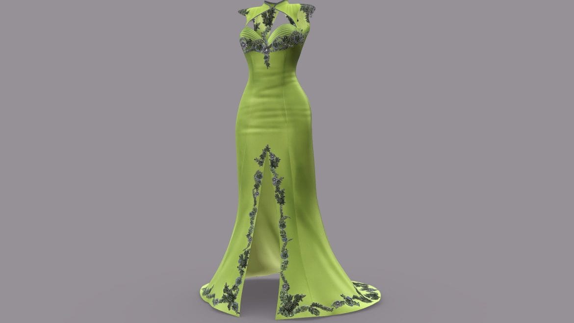 mermaid cheongsam gown dress with train.thumb