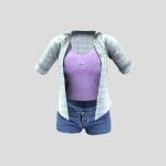 Open Shirt Crop Top Denim Shorts Teen Outfit