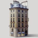 Parisian building with shops
