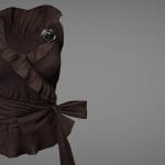 Rose Broche Ruffled Neck Bow Belt Wrapped Top