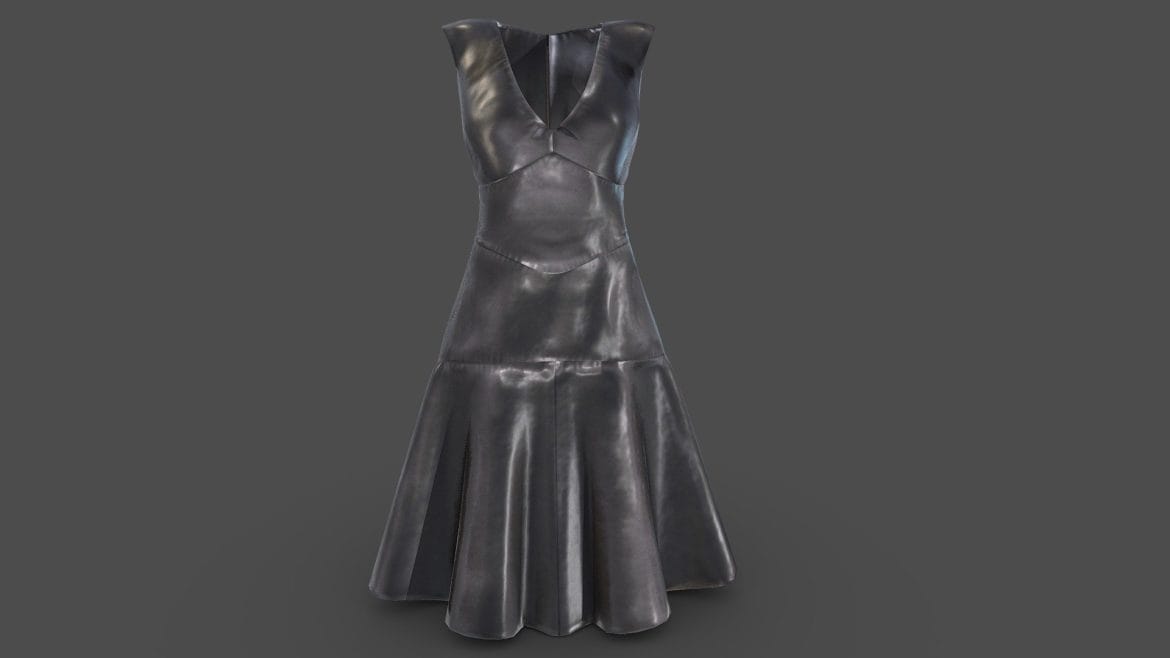 sleeveless a line skirt female leather dress.thumb
