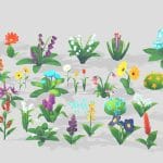 Stylized Low Poly Flowers Pack 01