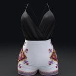 Tie Dye High Waist Shorts Black Wrap Top