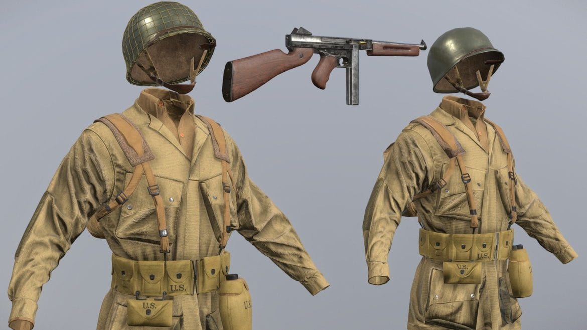 ww2 us paratrooper and thompson m1a1.thumb