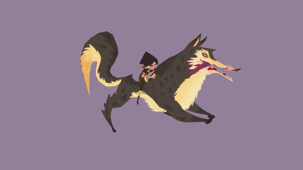 arya and nymeria run cycle animation.thumb