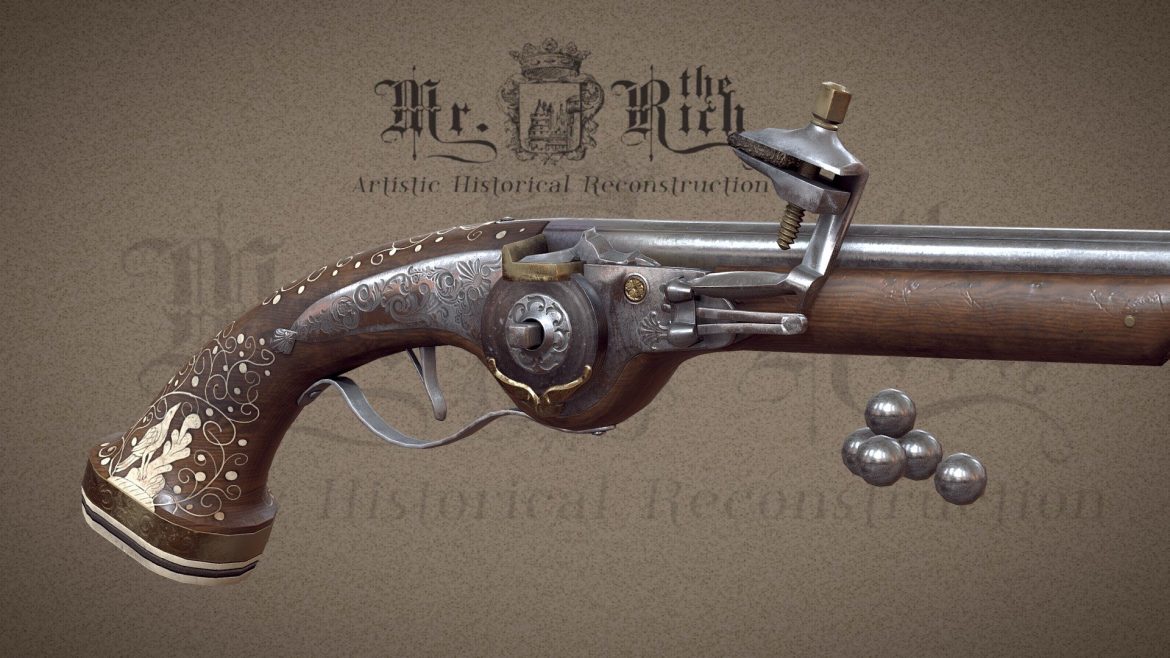 authentic 17th century wheellock pistol.thumb 2