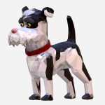 Cartoon Black Dog Low Polygon Art Farm Animal