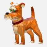 Cartoon Dog Low Polygon Art Farm Animal