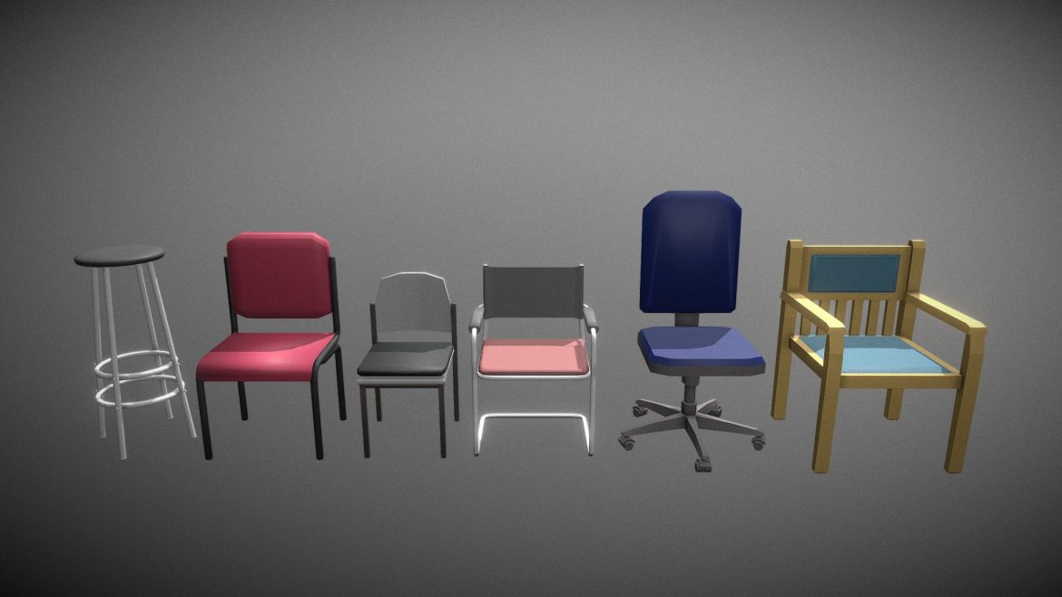 chair set low poly.thumb