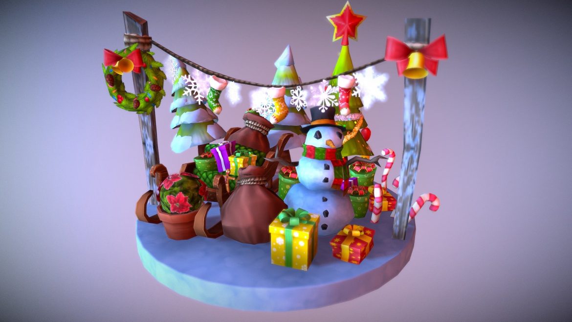 christmas low poly props decorations.thumb