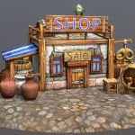Fantasy hand painted Shop with props