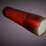 Game Ready Led Lamp Torch Red Aluminum Low Poly