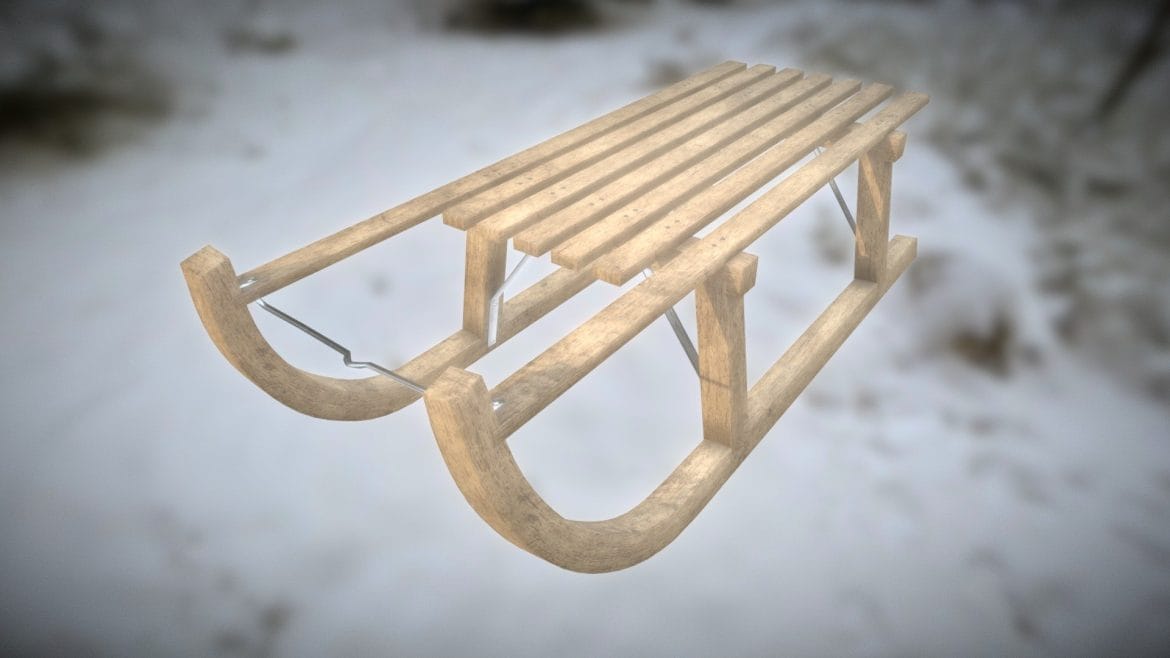 game ready wooden sleigh pbr low poly.thumb