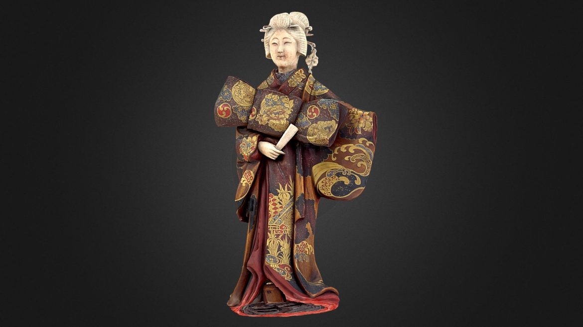 japanese wood and ivory figure of a geisha.thumb