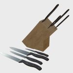 Kitchen knives with wooden stand