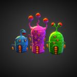 Lowpoly Alien Houses