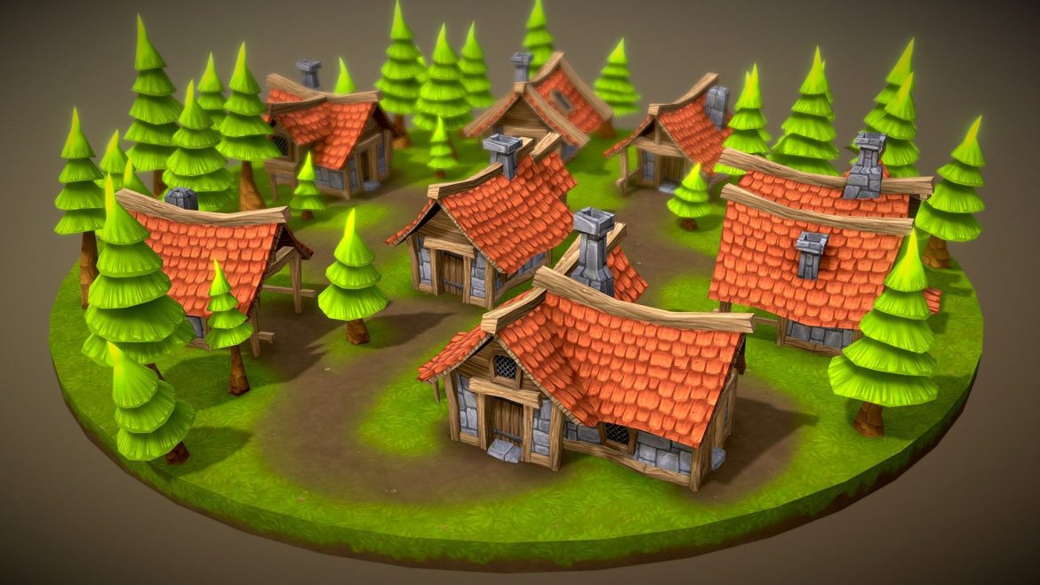 lowpoly toon village.thumb