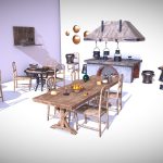 Medieval Kitchen Low Poly AR VR Asset Pack