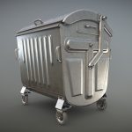 Old Metal Garbage Trash Container (Low-Poly)