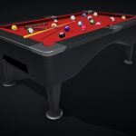 Pool Table with Balls, Cue and Rack
